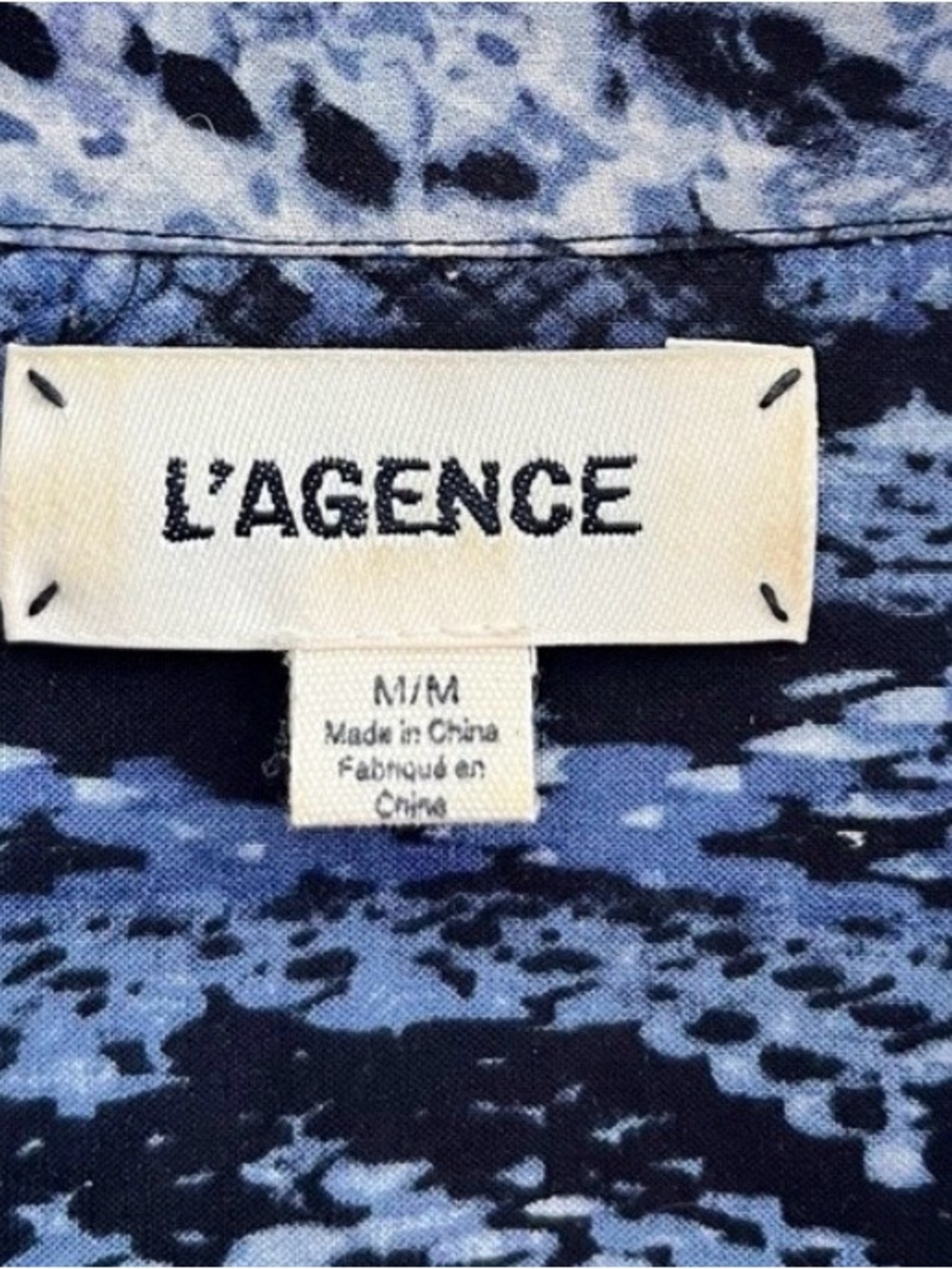 L'AGENCE Blue and Black Snake-Print Blouse - Picture 3 of 4